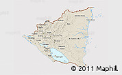 Shaded Relief 3D Map of Nicaragua, cropped outside