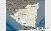 Shaded Relief 3D Map of Nicaragua, darken