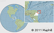 Savanna Style Location Map of Cabo Gracias a Dios, highlighted parent region, hill shading
