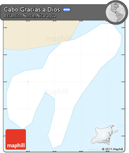 Classic Style Simple Map of Cabo Gracias a Dios, single color outside