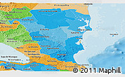 Political Shades Panoramic Map of Atlantico Sur