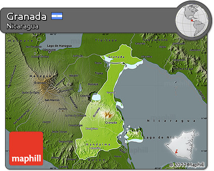 Physical Map of Granada, darken