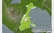 Physical Map of Granada, darken