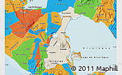 Shaded Relief Map of Granada, political outside