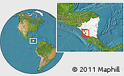 Satellite Location Map of Nandaime, highlighted country, within the entire country