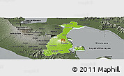 Physical Panoramic Map of Granada, darken, semi-desaturated