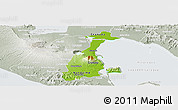 Physical Panoramic Map of Granada, lighten, semi-desaturated