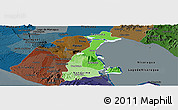 Political Shades Panoramic Map of Granada, darken