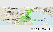 Political Shades Panoramic Map of Granada, shaded relief outside