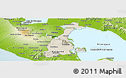 Shaded Relief Panoramic Map of Granada, physical outside