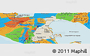 Shaded Relief Panoramic Map of Granada, political outside