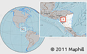 Gray Location Map of San Rafael del Norte, highlighted country, hill shading