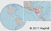 Gray Location Map of San Rafael del Norte, highlighted parent region, hill shading