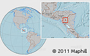 Gray Location Map of San Rafael del Norte, hill shading