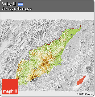 Physical 3D Map of Wiwili, lighten, desaturated