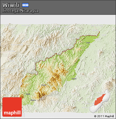 Physical 3D Map of Wiwili, lighten