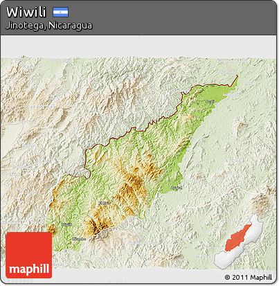 Physical 3D Map of Wiwili, lighten