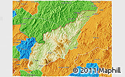 Physical 3D Map of Wiwili, political outside