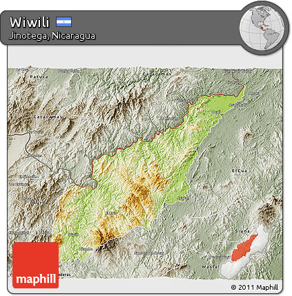 Physical 3D Map of Wiwili, semi-desaturated
