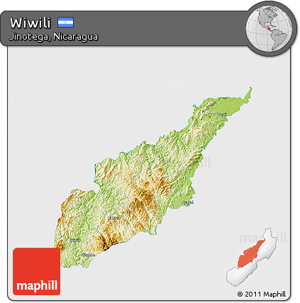 Physical 3D Map of Wiwili, single color outside