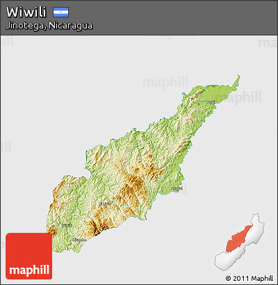 Physical 3D Map of Wiwili, single color outside