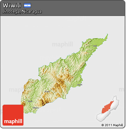Physical 3D Map of Wiwili, single color outside