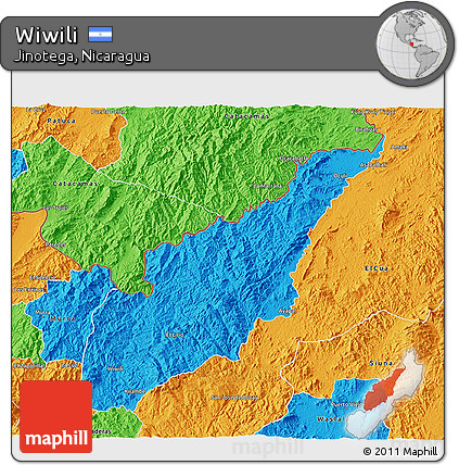 Political 3D Map of Wiwili