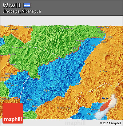 Political 3D Map of Wiwili