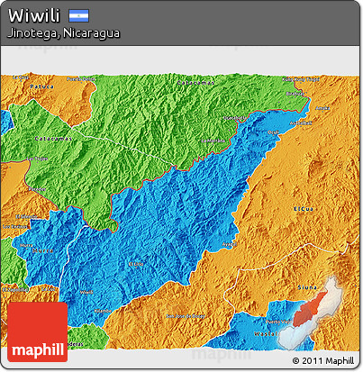 Political 3D Map of Wiwili