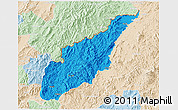 Political 3D Map of Wiwili, lighten