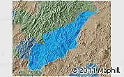 Political 3D Map of Wiwili, semi-desaturated