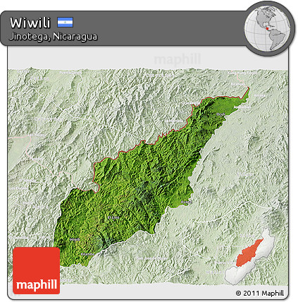 Satellite 3D Map of Wiwili, lighten
