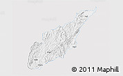 Silver Style 3D Map of Wiwili, single color outside