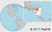 Gray Location Map of Wiwili, highlighted country, highlighted parent region, within the entire country