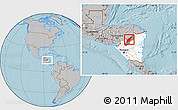 Gray Location Map of Wiwili, highlighted country, highlighted parent region, hill shading