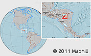 Gray Location Map of Wiwili, highlighted parent region, within the entire country, hill shading