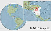 Savanna Style Location Map of Wiwili, highlighted country, within the entire country, hill shading