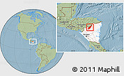Savanna Style Location Map of Wiwili, highlighted country, hill shading