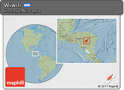 Savanna Style Location Map of Wiwili, hill shading
