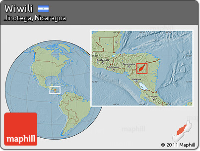 Savanna Style Location Map of Wiwili, hill shading
