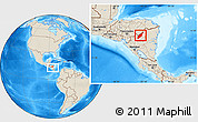 Shaded Relief Location Map of Wiwili, highlighted parent region, within the entire country