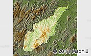 Physical Map of Wiwili, darken
