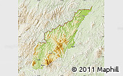 Physical Map of Wiwili, lighten