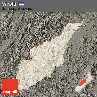 Shaded Relief Map of Wiwili, darken