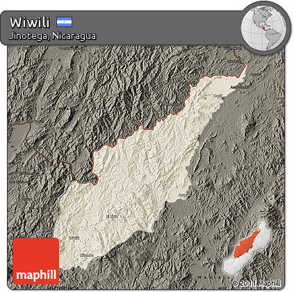 Shaded Relief Map of Wiwili, darken