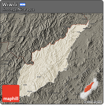 Shaded Relief Map of Wiwili, darken