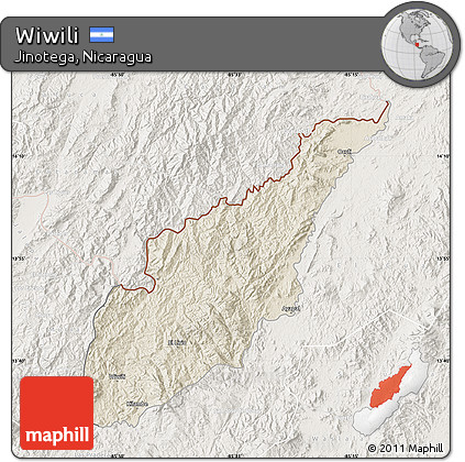 Shaded Relief Map of Wiwili, lighten