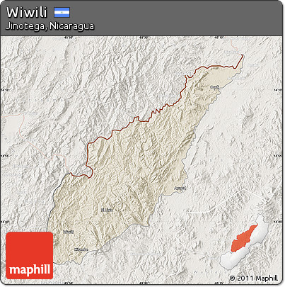 Shaded Relief Map of Wiwili, lighten