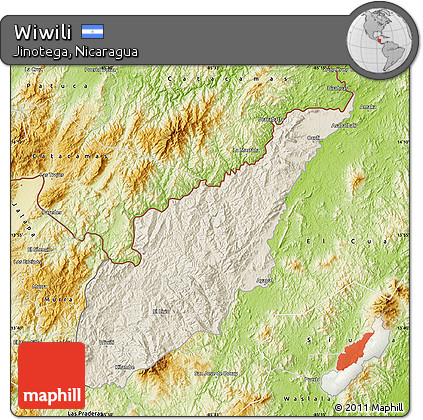 Shaded Relief Map of Wiwili, physical outside