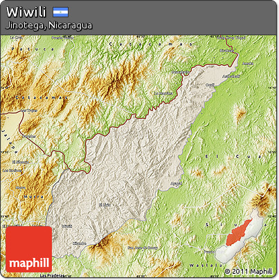 Shaded Relief Map of Wiwili, physical outside